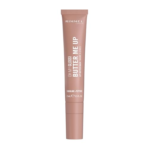 Rimmel London Oh My Gloss Butter Me Up Lip Butter Balm 002 Latte Delight, Hydrating Lip Balm, Tinted Lip Balm, Lip Care, Hydration, Nourishing, Squalene