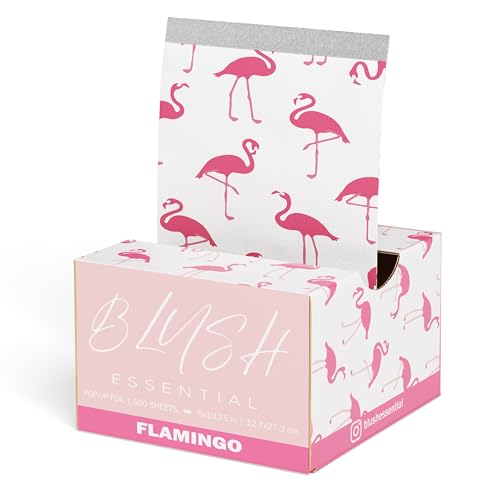 Blush Foils, Cute Pop Up Hair Foils, Flamingo Design Hair Foil, Foils for Highlighting, Salon Hair Foils 5"x10.75", 500 Aluminum Foil Sheets, Foils for Hair Stylist