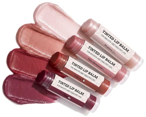 Earth's Daughter Tinted Lip Balm 4 Pack of Assorted Colors - Beeswax, Coconut Oil, Cocoa Butter, Vitamin E - Moisturize and Beautify - Paraben Free