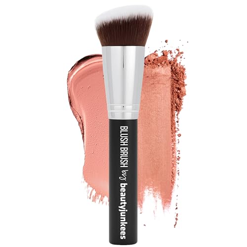 Angled Blush Brush for Cheeks, No-Shed Soft Kabuki for Cream Liquid Powder